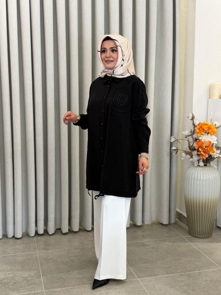 SENTEZ BELİ LASTİKLİ GENİŞ PAÇA PANTOLON BEYAZ