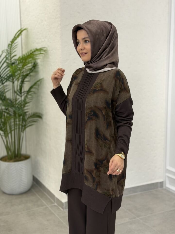 KADO İPEK CUPRA BLUZ KAHVERENGİ