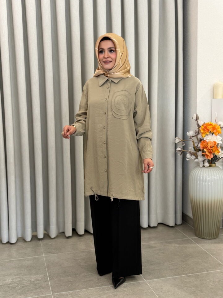 KADO TENCEL İŞLEME DETAYLI GÖMLEK YEŞİL