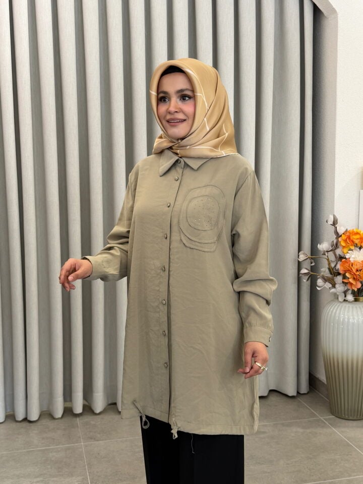 KADO TENCEL İŞLEME DETAYLI GÖMLEK YEŞİL