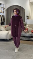 TIĞ TRİKO OYSHO KUMAŞ TRİKO PANTOLONLU TAKIM BORDO
