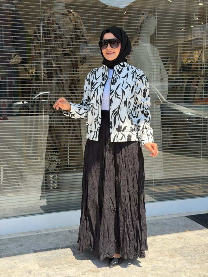 ARMİNE TREND KETEN DOKULU BOMBER CEKETLİ ETEKLİ TAKIM EKRU