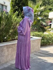 SATEN ELBİSE LİLA