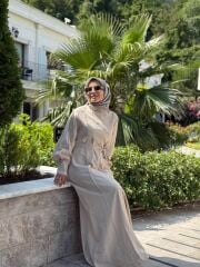 İPEK CUPRA ELBİSE BEJ