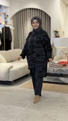 TIĞ TRİKO ASİMETRİK ÖN DETAYLI CUPRA NUBUK TAKIM LACİVERT