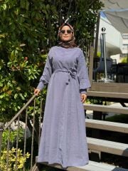 İPEK CUPRA ELBİSE GRİ