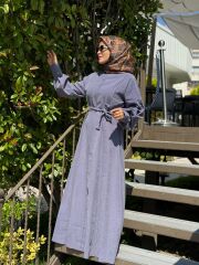 İPEK CUPRA ELBİSE GRİ