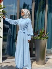 İPEK CUPRA ELBİSE BEBE MAVİ