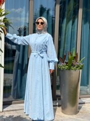 İPEK CUPRA ELBİSE BEBE MAVİ