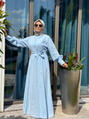 İPEK CUPRA ELBİSE BEBE MAVİ