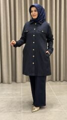 ARMİNE TREND ÇİZGİLİ CEKET LACİVERT