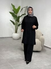 ESRA DAĞLIOĞLU TAŞLI TAKIM SİYAH