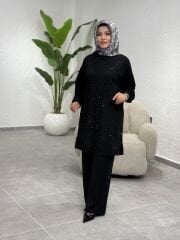 ESRA DAĞLIOĞLU TAŞLI TAKIM SİYAH