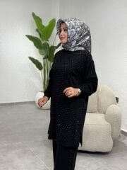 ESRA DAĞLIOĞLU TAŞLI TAKIM SİYAH