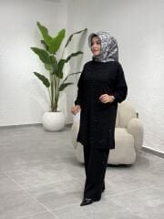 ESRA DAĞLIOĞLU TAŞLI TAKIM SİYAH