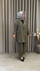 TIĞ TRİKO CUPRA TAŞLI CEKETLİ TAKIM YEŞİL