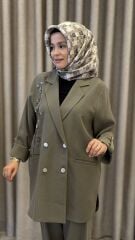 TIĞ TRİKO CUPRA TAŞLI CEKETLİ TAKIM YEŞİL