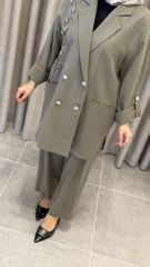 TIĞ TRİKO CUPRA TAŞLI CEKETLİ TAKIM YEŞİL