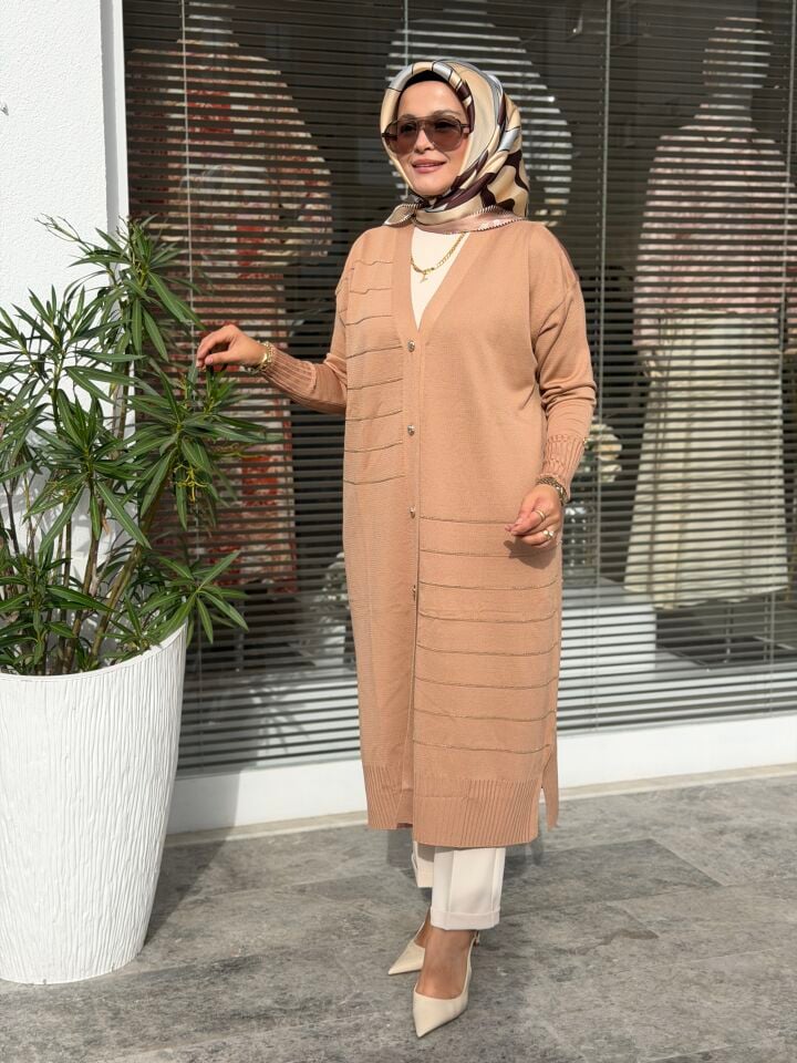 ARMİNE TREND MERSERİZE HIRKA KOYU TAŞ