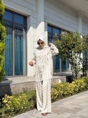 BEJ BEYAZ PUANTİYELİ TAKIM