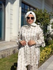 BEJ BEYAZ PUANTİYELİ TAKIM