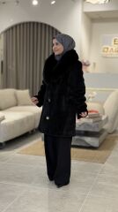 YAQA HAKİKİ TİLKİ KÜRK KABAN SİYAH