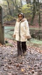 TIĞ TRİKO YILAN DERİSİ GARNİLİ DUBLE SÜET KÜRK KABAN