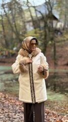 TIĞ TRİKO YILAN DERİSİ GARNİLİ DUBLE SÜET KÜRK KABAN