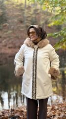 TIĞ TRİKO YILAN DERİSİ GARNİLİ DUBLE SÜET KÜRK KABAN