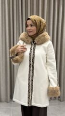 TIĞ TRİKO YILAN DERİSİ GARNİLİ DUBLE SÜET KÜRK KABAN