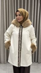 TIĞ TRİKO YILAN DERİSİ GARNİLİ DUBLE SÜET KÜRK KABAN