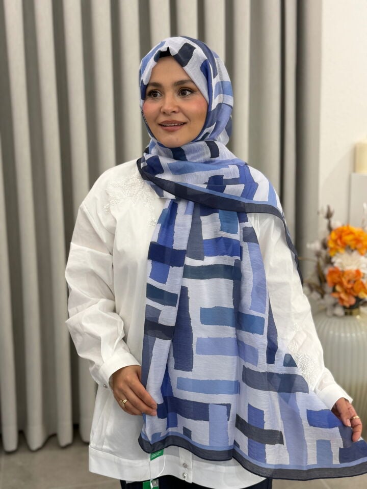 BENETTON VİSCON ŞAL KOLEKSİYONU MAVİ