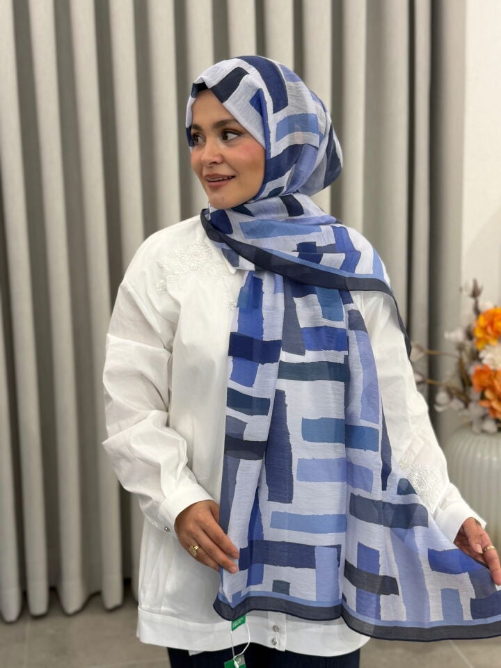 BENETTON VİSCON ŞAL KOLEKSİYONU MAVİ