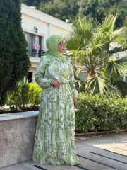 SATEN ELBİSE YEŞİL