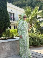 SATEN ELBİSE YEŞİL