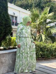 SATEN ELBİSE YEŞİL