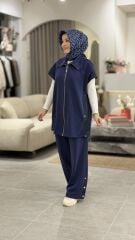 TIĞ TRİKO OYSHO KUMAŞ YELEKLİ TAKIM LACİVERT