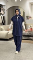 TIĞ TRİKO OYSHO KUMAŞ YELEKLİ TAKIM LACİVERT