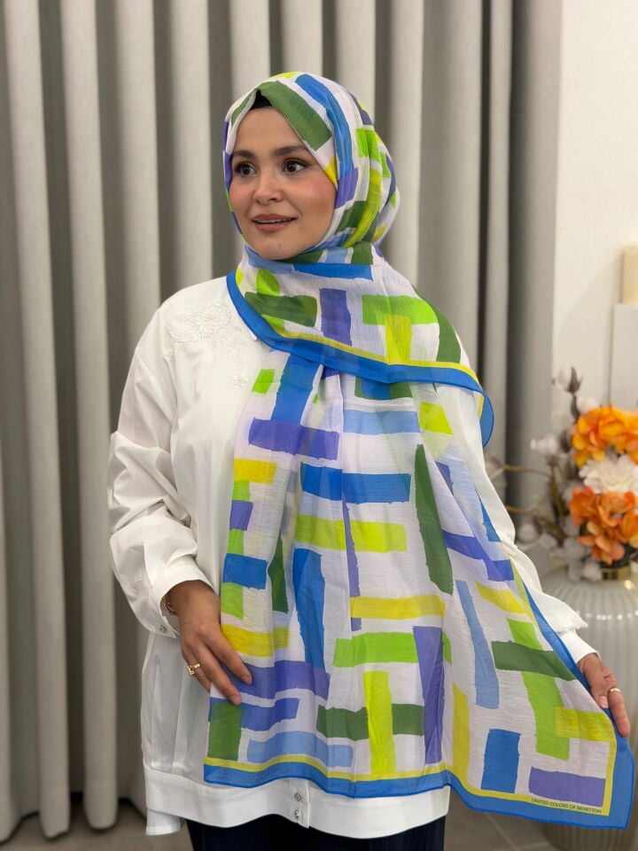 BENETTON VİSCON ŞAL KOLEKSİYONU TURKUAZ