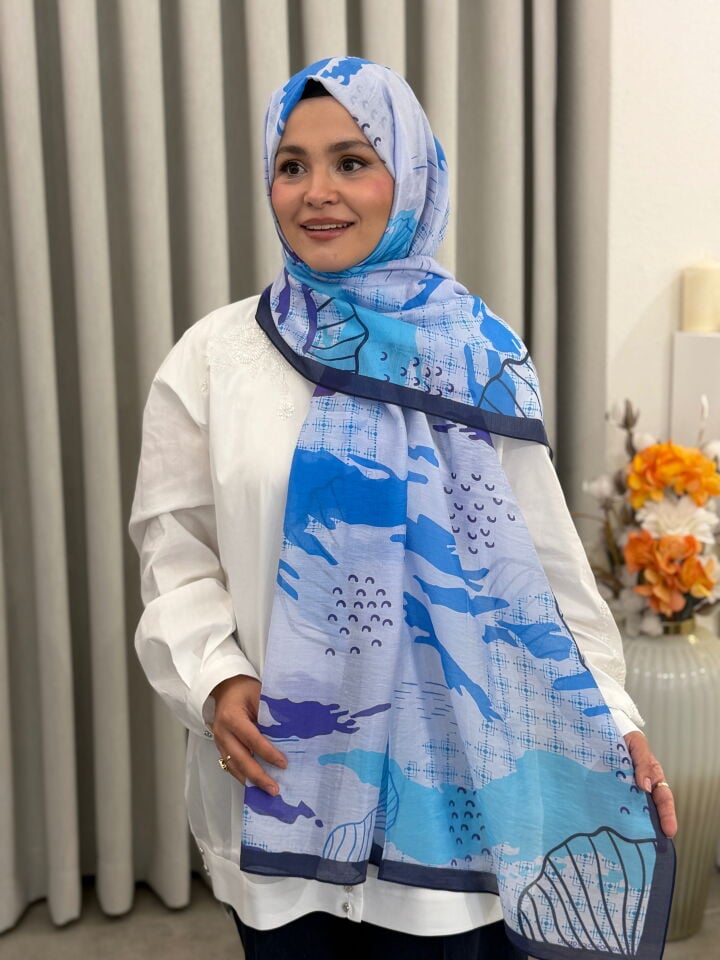 BENETTON VİSCON ŞAL KOLEKSİYONU MAVİ