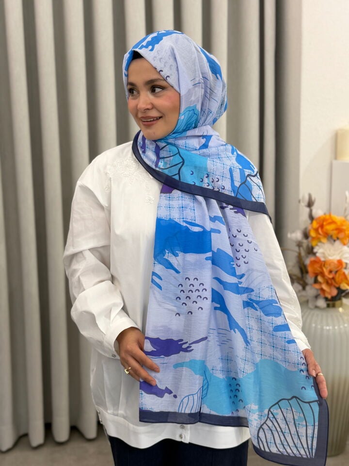 BENETTON VİSCON ŞAL KOLEKSİYONU MAVİ