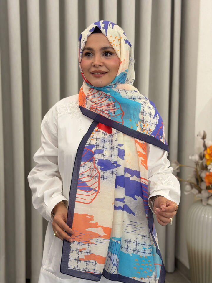 BENETTON VİSCON ŞAL KOLEKSİYONU LACİVERT