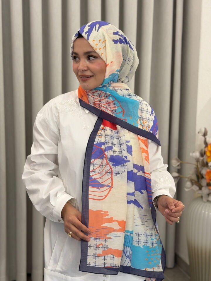 BENETTON VİSCON ŞAL KOLEKSİYONU LACİVERT