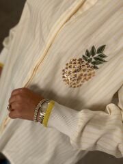 TIĞ TRİKO RİBANALI ÇİZGİLİ POPLİN GÖMLEK SARI