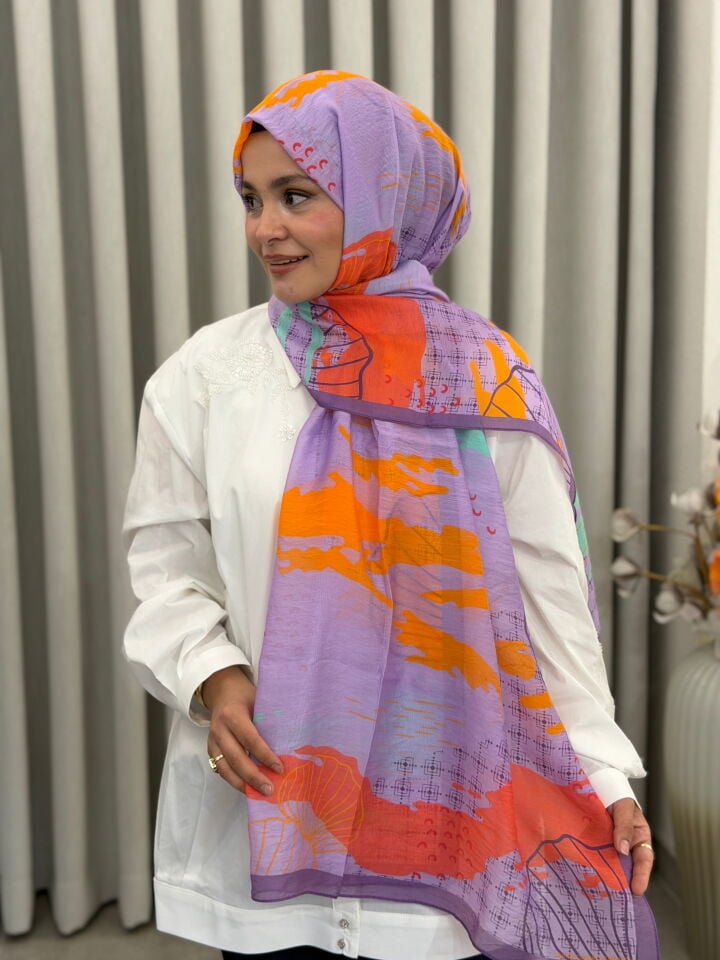 BENETTON VİSCON ŞAL KOLEKSİYONU LİLA