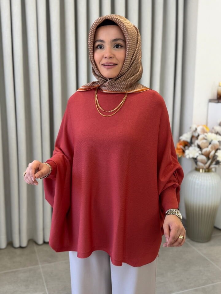 TIĞ TRİKO YARASA KOL SIFIR YAKA BLUZ SOMON