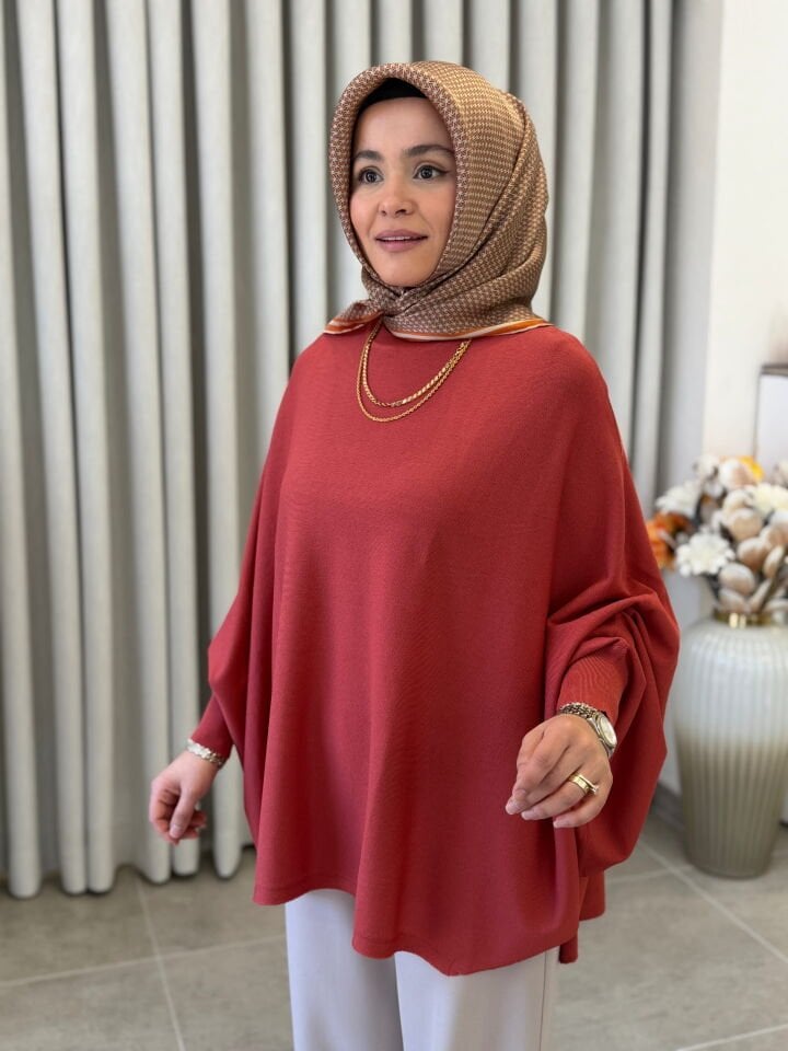 TIĞ TRİKO YARASA KOL SIFIR YAKA BLUZ SOMON