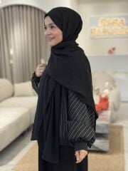 LYOCELL PAMUKLU ŞAL ARMANDA SİYAH