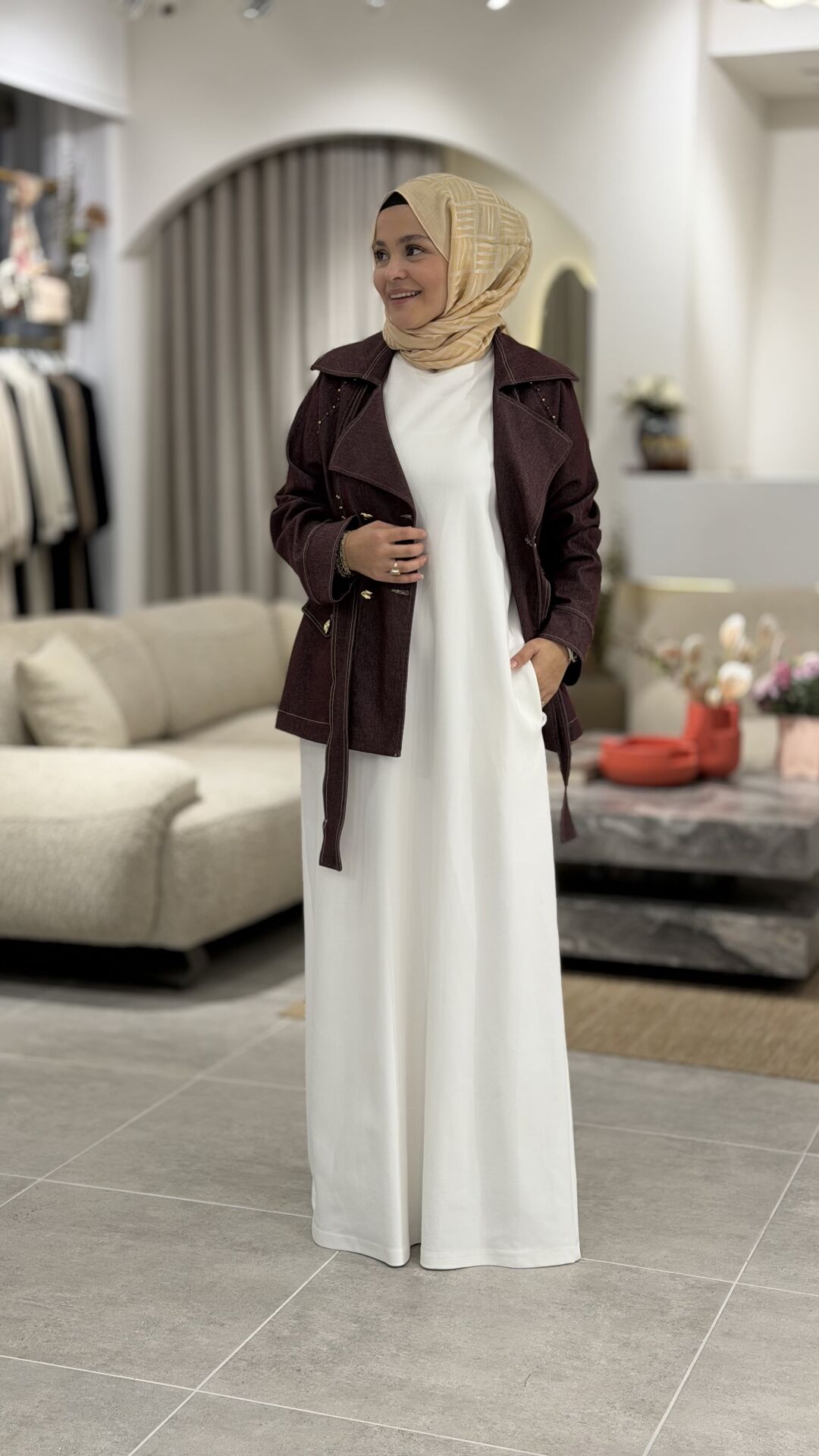 YAQA ÇELİK ÖRME KOLSUZ ELBİSE EKRU