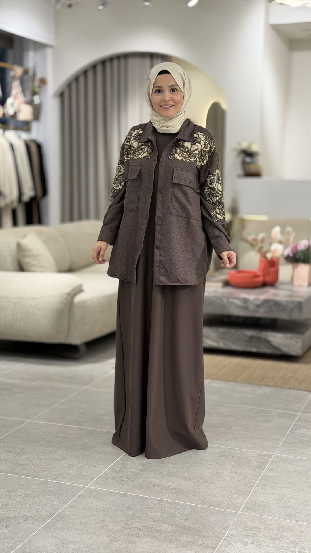 YAQA ÇELİK ÖRME KOLSUZ ELBİSE KAHVE